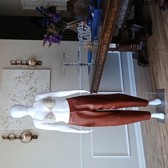 Zara Pants - New Women's Zara 100% Leather Brown Pants. Size M